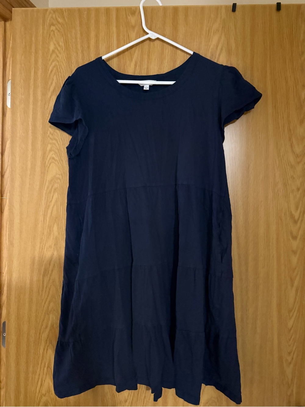 Time and Tru Navy Short-Sleeve Tiered Tunic Dress